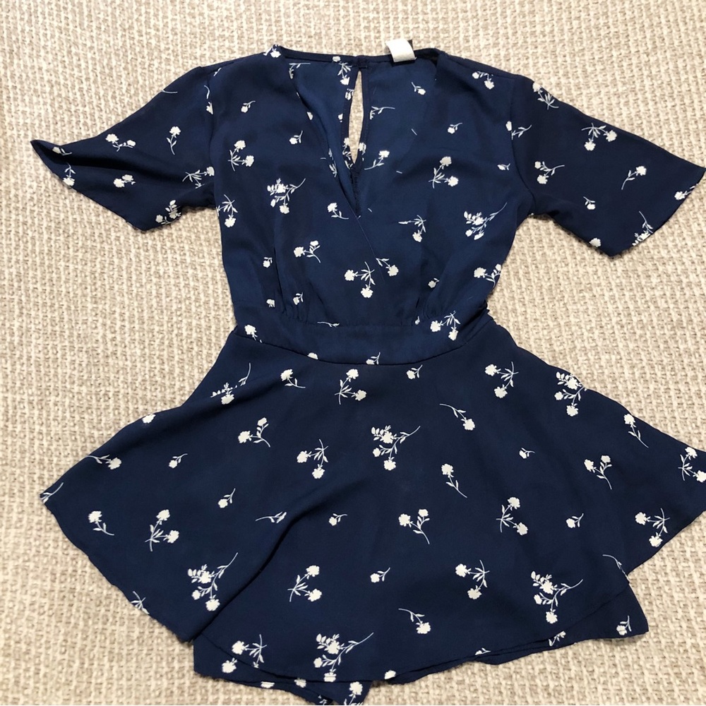 Windsor Navy Blue Floral V-neck Romper/Dress